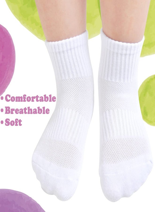 Mini angel Kids Athletic Socks Cushioned Ankle Socks 4-7 Years Unisex Breathable Mesh Cotton Sports Socks for Boys Girls 6 Pairs(White Color, S) - Image 2